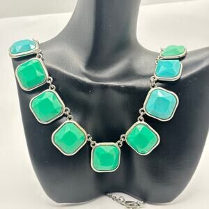 Green & Turquoise Rhinestone Necklace